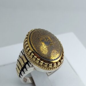 انگشتر نقره باسنگ حدید حکاکی عین علی